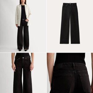 NWT Everlane The Midway mid-rise wide-leg denim jean / washed black / 26 regular